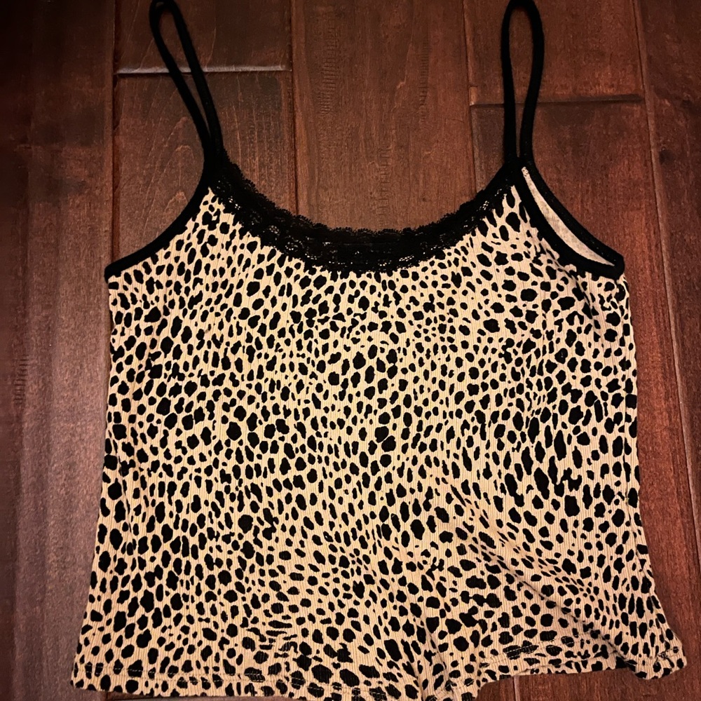 Brandy Melville cheetah tank with black lace.